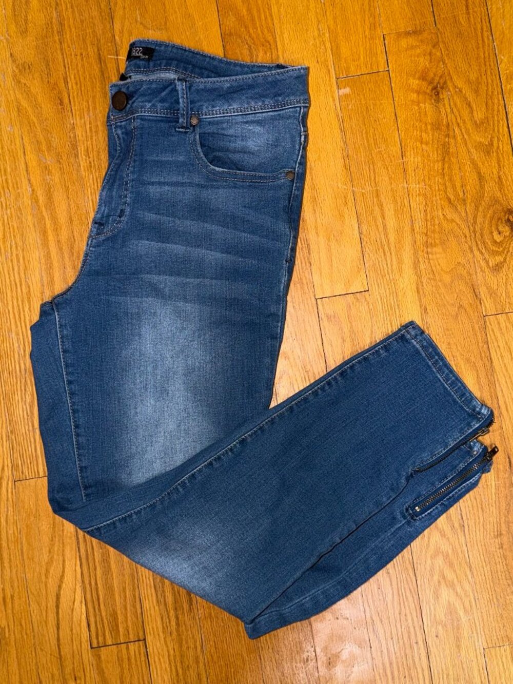 1822 Denim Womens Size 14 Skinny Ankle Jeans Medium Wash Stretch Zip Hem 25.5 In